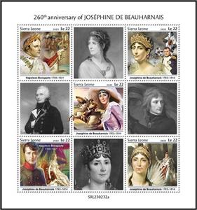 Mini Sheet, 260th Anniversary of the Birth of Joséphine de Beauharnais, Sierra Leone,  , Famous People