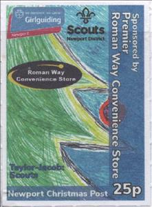 Stamp, Sponsored by Premier Roman Way Convenience Store, United Kingdom of Great Britain & Northern Ireland,  , Christmas, Scouting