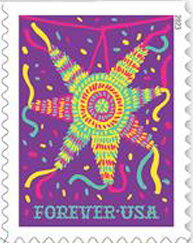 Stamp, Star Piñata, Purple Background, United States of America,  , Crafts, Traditions