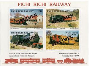 Souvenir Sheet, Steam Trains in South Australia (SPECIMEN), Australia,  , Locomotives, Railways