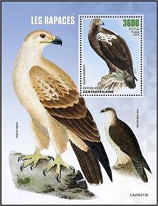 Souvenir Sheet, Aquila adalberti, Central African Republic,  , Birds of Prey