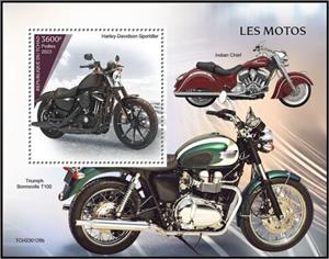 Souvenir Sheet, Harley Davidson Sportster, Chad,  , Motorcycles