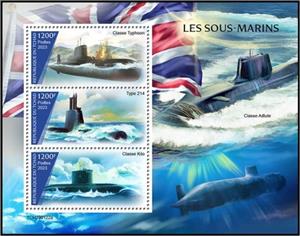 Mini Sheet, Submarines, Chad,  , Navies, Submarines