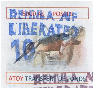 Stamp, Dam Batai - Remila Liberated overprint 10 / bird, Fantasy Issues,  , Birds