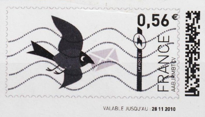 Black bird carrying letter