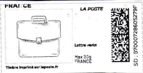 Stamp, Briefcase. Redesign without laposte logo, France,  , Suitcases