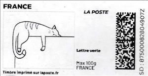 Stamp, Cat 3. Redesign without laposte logo., France,  , Animals (Fauna), Cartoons, Cats, Mammals