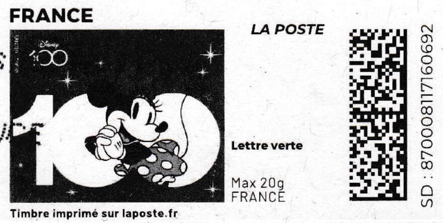 Disney 100 years Minnie in black without laposte logo