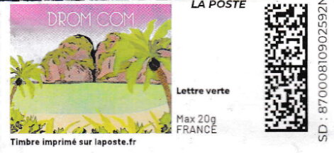 Stamp, Drom Com. Redesign without laposte logo. colour variant, France,  , Beaches, Coastal Areas, Islands, Landscapes
