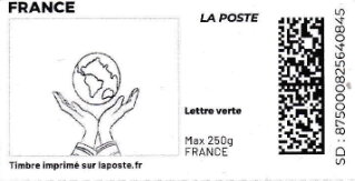 Stamp, Globe in Hands. Redesign without laposte logo, France,  , Globes, Hands