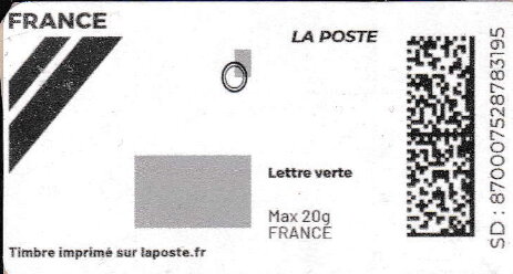 Stamp, Letter 1. Redesign without laposte logo, France,  , Letters (Mail)