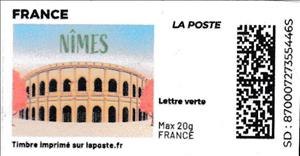 Stamp, Nimes. Redesign without laposte logo, France,  , Townscapes / City Views