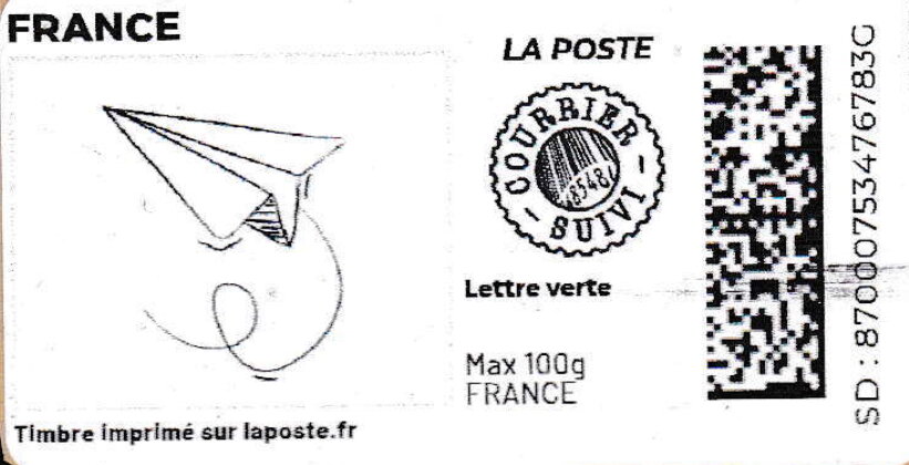 Paper Aeroplane 2. Redesign wihout Laposte logo Courrier sui