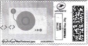 Stamp, Record Player in black, France,  , Music