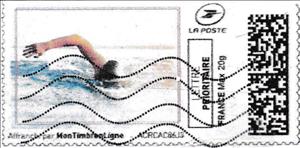 Stamp, Swimming. Crawl, France,  , Sports, Swimming