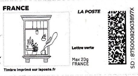 Stamp, Window in bloom. Redesign without laposte logo, France,  , Architecture, Windows