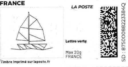 Stamp, Yacht 8. Redesign without laposte logo, France,  , Sailing
