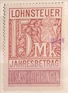 Stamp, Elsass-Lothringen, 15 mark, German Realm,  , Coats of Arms, Numbers