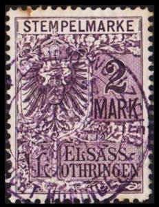 Stamp, Elsass-Lothringen, 2 mark, German Realm,  , Coats of Arms, Numbers