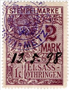 Stamp, Elsass-Lothringen, 2 mark, German Realm,  , Coats of Arms, Numbers