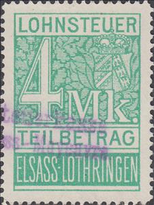 Stamp, Elsass-Lothringen, 4 mark, German Realm,  , Coats of Arms, Numbers