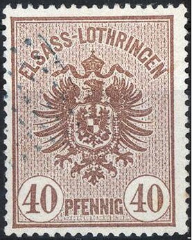 Stamp, Elsass-Lothringen, 40 pfennig, German Realm,  , Coats of Arms