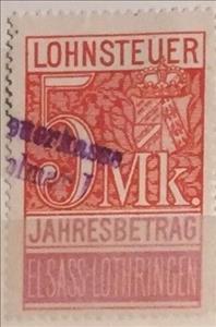 Stamp, Elsass-Lothringen, 5 mark, German Realm,  , Coats of Arms, Numbers