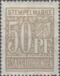 Stamp, Elsass-Lothringen, 50 pfennig, German Realm,  , Coats of Arms, Numbers