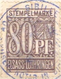 Stamp, Elsass-Lothringen, 80 pfennig, German Realm,  , Coats of Arms, Numbers