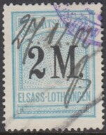 Stamp, Elsass-Lothringen, Court Costs, 2 mark, German Realm,  , Numbers