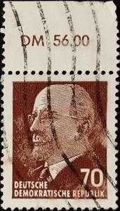 Stamp with Collectible Margin, Walter Ernst Paul Ulbricht (1893-1973), Germany, Democratic Republic,  , Famous People, Heads of State, Men, Optical Instruments, Politicians
