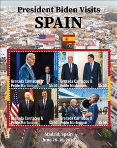 Mini Sheet, President Biden Visits Spain, Grenada Carriacou & Petite Martinique,  
