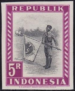 Stamp, Bannerman and Airplane, Indonesia,  , Flags