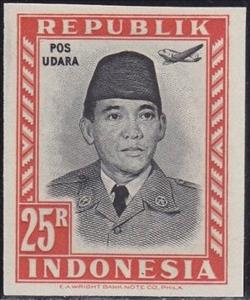 Stamp, President Sukarno, Indonesia,  , Aircraft, Aviation, Famous People, Headgear, Heads of State
