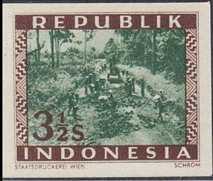 Stamp, Road Construction, Indonesia,  , Forests, Landscapes, Roads
