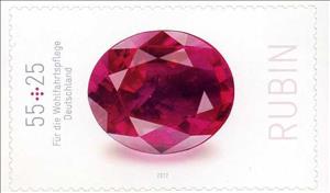 Stamp, Ruby, Germany, Federal Republic,  , Gemstones, Minerals