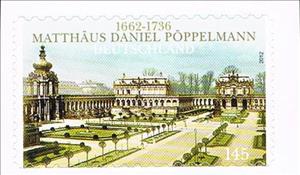 Stamp, 350th Birthday of Matthew Daniel Pöppelmann, Germany, Federal Republic,  , Architecture