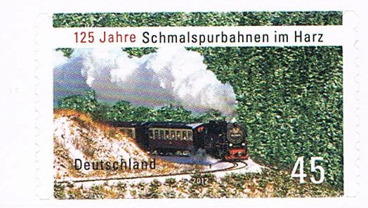 Stamp, 125 years in the Harz narrow-gauge railways, Germany, Federal Republic,  , Railways