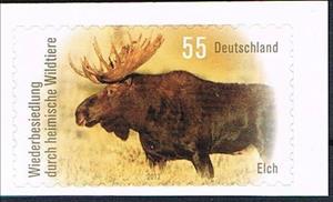 Stamp, Moose (Alces alces), Germany, Federal Republic,  , Animals (Fauna)