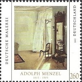 Stamp, Das Balkonzimmer (Adolph Menzel), Germany, Federal Republic,  , Paintings, Painters, Art