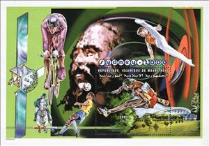 Souvenir Sheet, Sydney 2000, Mauritania,  , Athletics, Cycling, Equestrianism and horse riding, Football (Soccer), Olympic Games, Sports