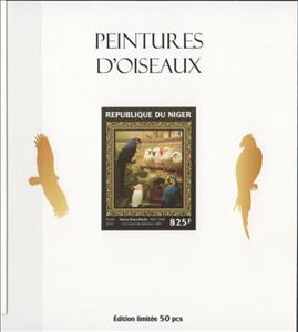 Souvenir Sheet, Birds on Paintings Gold Impressions, Niger,  , Animals (Fauna), Birds, Paintings