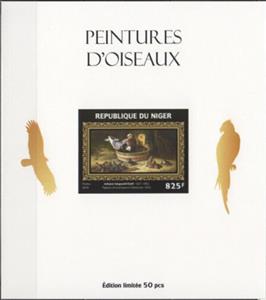 Souvenir Sheet, Birds on Paintings Gold Impressions, Niger,  , Animals (Fauna), Birds, Paintings