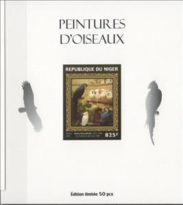 Souvenir Sheet, Birds on Paintings Silver Impressions, Niger,  , Animals (Fauna), Birds, Paintings