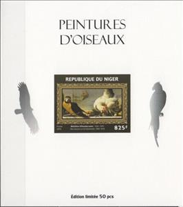 Souvenir Sheet, Birds on Paintings Silver Impressions, Niger,  , Animals (Fauna), Birds, Paintings