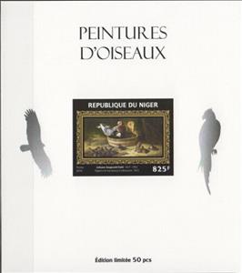 Souvenir Sheet, Birds on Paintings Silver Impressions, Niger,  , Animals (Fauna), Birds, Paintings