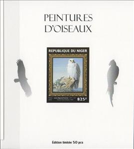 Souvenir Sheet, Birds on Paintings Silver Impressions, Niger,  , Animals (Fauna), Birds, Paintings
