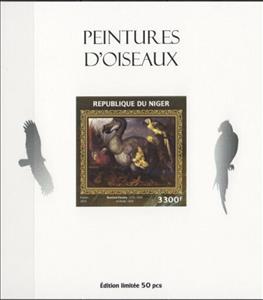 Souvenir Sheet, Birds on Paintings Silver Impressions, Niger,  , Animals (Fauna), Birds, Paintings