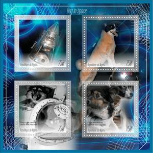 Mini Sheet, Dogs in Space, Niger,  , Animals (Fauna), Dogs, Outer Space, Space Traveling, Spacecrafts