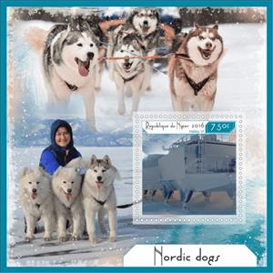 Souvenir Sheet, Dogs Nordic Dogs (Halley VI), Niger,  , Animals (Fauna), Dogs